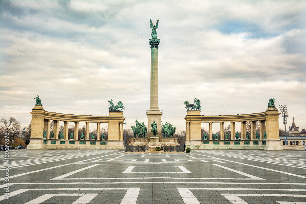heroes square monument at Budapest, Hungary