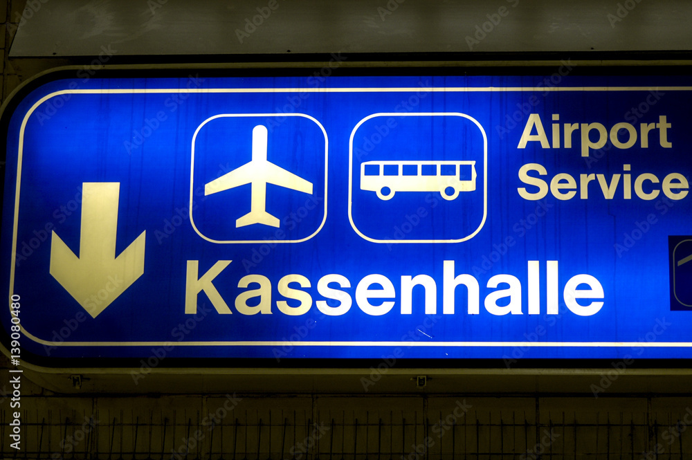 Decal sign at Vienna South railway station, concourse, Airport S Decal sign at Vienna South railway station, concourse, Airport S
