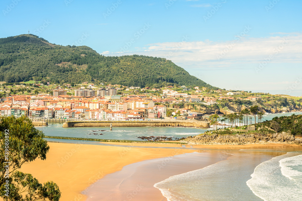 panoramic views to Lekeitio Basque fishing village , Spain
