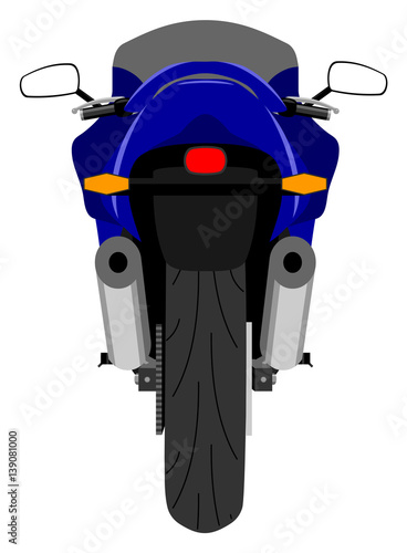 Color classic sport racing motorcycle back view isolated on white vector illustration