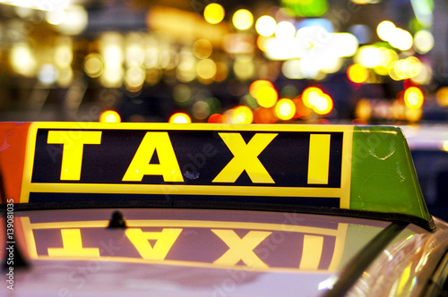 Photography Taxi stand in Vienna, luminous taxi sign