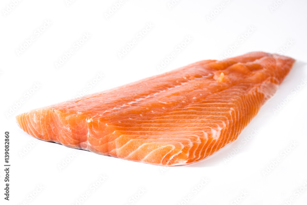 Raw salmon fillet isolated on white background
Raw salmon fillet isolated on white background