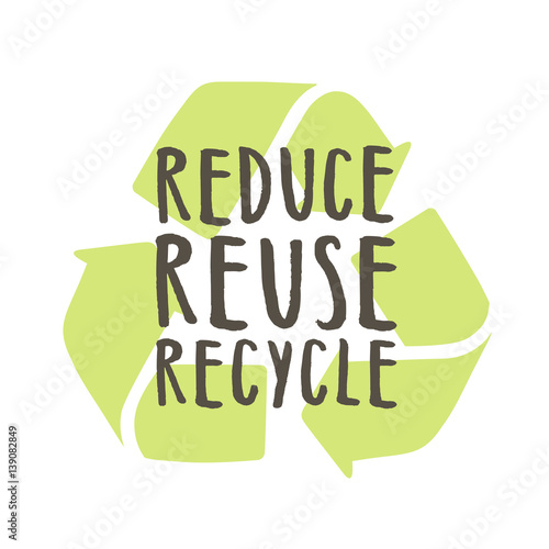 Reduce reuse recycle. Vector hand drawn illustration 