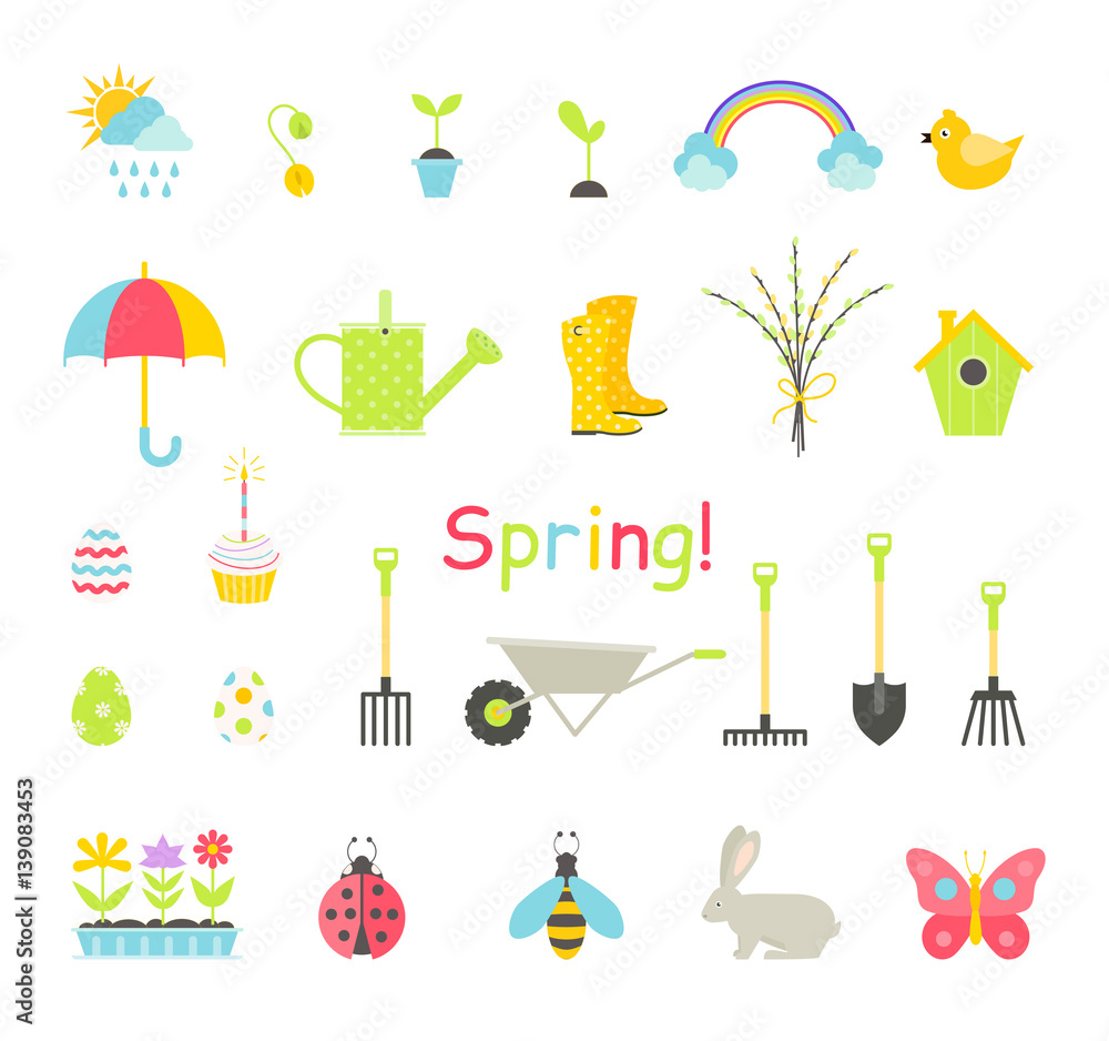 Fototapeta premium Spring icons set.
