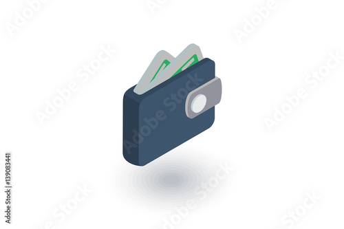 wallet isometric flat icon. 3d vector colorful illustration. Pictogram isolated on white background
