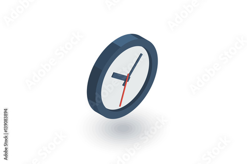 clock isometric flat icon. 3d vector colorful illustration. Pictogram isolated on white background