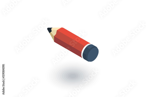 pencil isometric flat icon. 3d vector colorful illustration. Pictogram isolated on white background