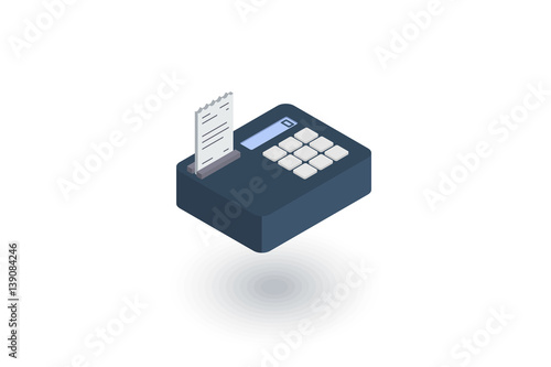 cash register isometric flat icon. 3d vector colorful illustration. Pictogram isolated on white background