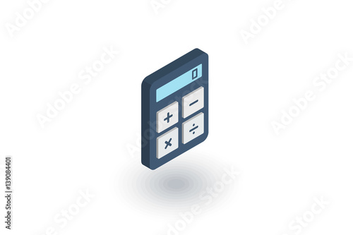Calculator isometric flat icon. 3d vector colorful illustration. Pictogram isolated on white background