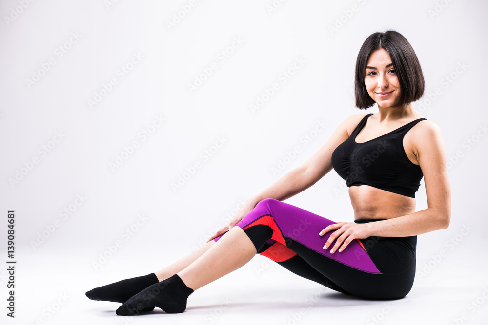 beautiful young brunette woman isolated against white background beautiful young brunette woman isolated against white background