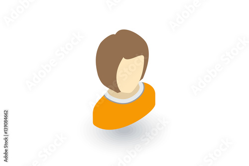 Avatar woman isometric flat icon. 3d vector colorful illustration. Pictogram isolated on white background