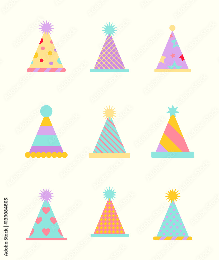 Party hat set isolated on a white. Party hat set isolated on a white.