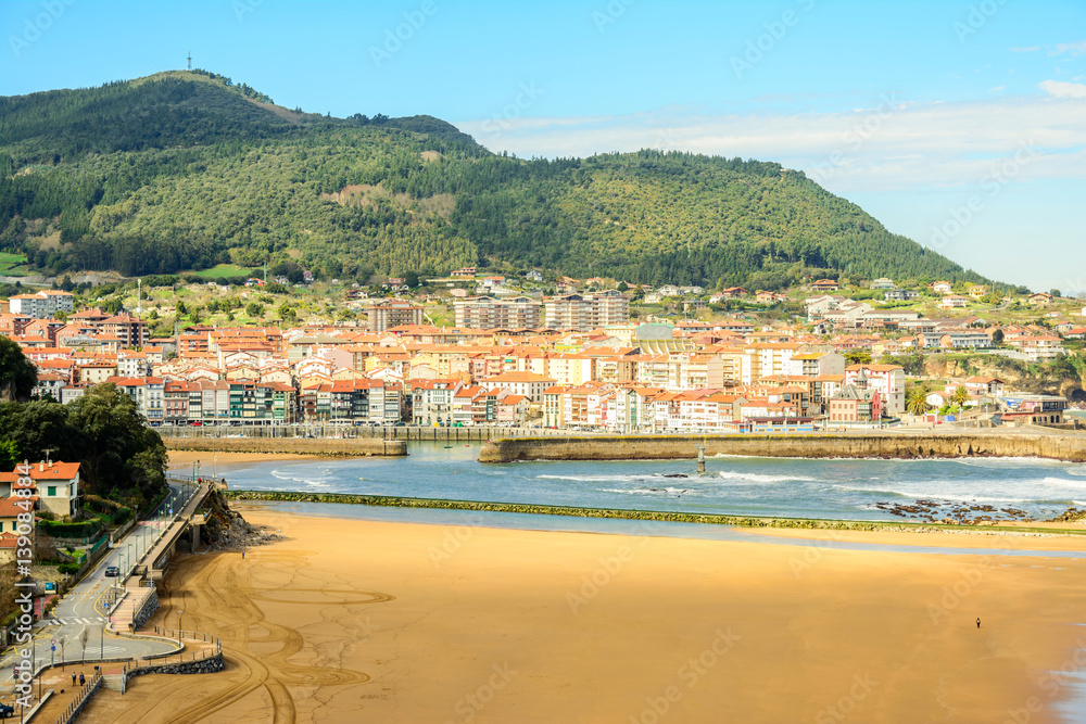 panoramic views to Lekeitio Basque fishing village , Spain