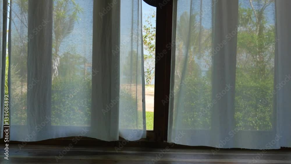 White curtain in luxury bungalow White curtain in luxury bungalow