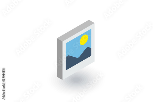 photo image, photography file, picture gallery isometric flat icon. 3d vector colorful illustration. Pictogram isolated on white background