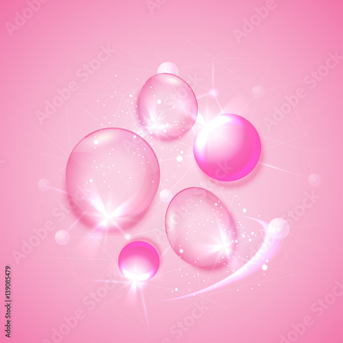 pink drops of hyaluronic acid, a vector background information infographics