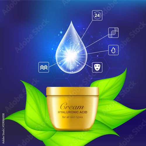 Organic cream with hyaluronic acid, vector illustration infographics