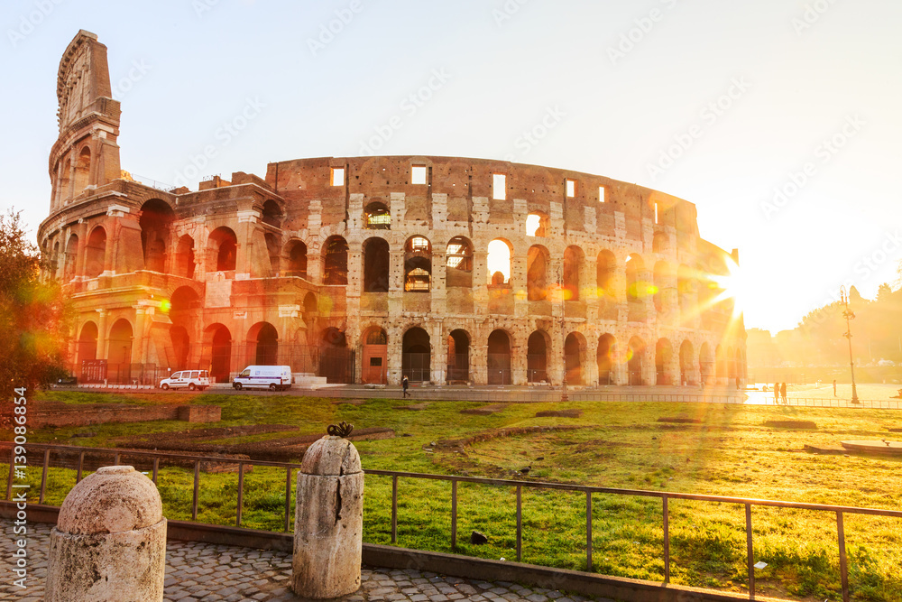 Colosseum, Rome, morning sun, Italy, Europe