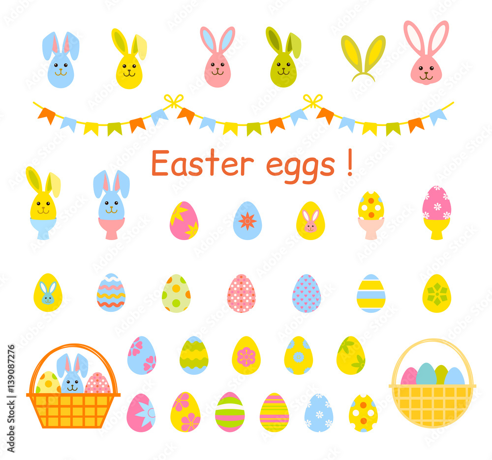 Fototapeta premium Easter eggs icons.
