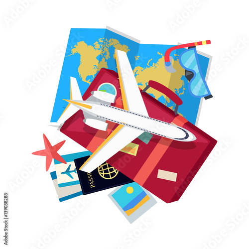Vacation Conceptual Flat Style Vector Web Banner