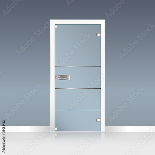 Glass door set with Door handle isolated on transparent b