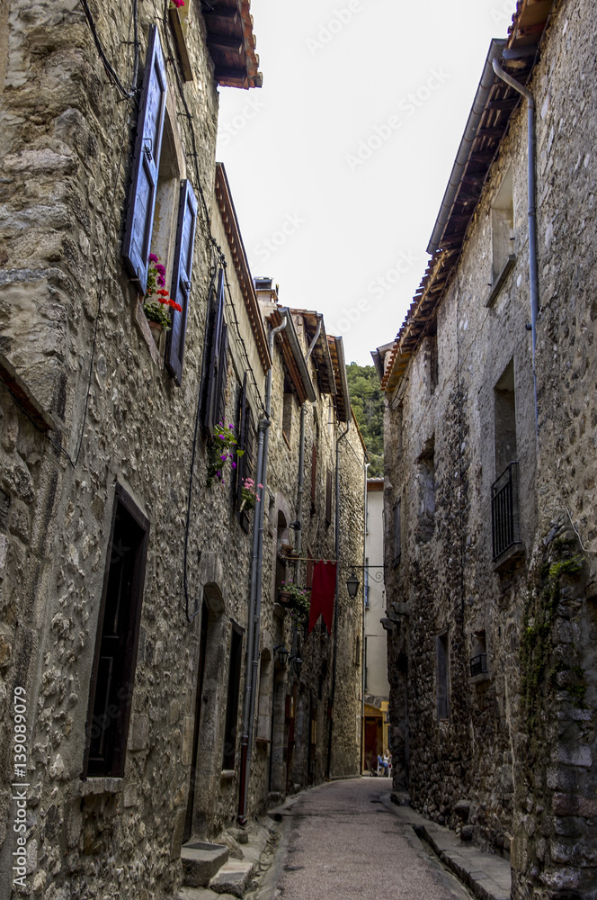 Villefranche de Conflent, narrow alley, France, Pyrenees