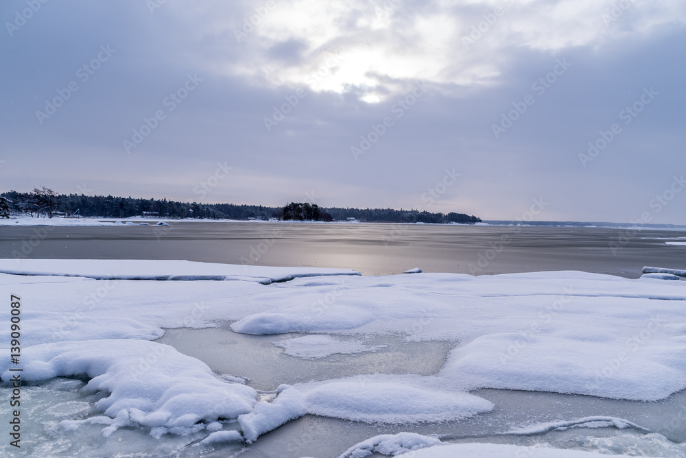 Winter landscape with ice on frozen Baltic Sea Winter landscape with ice on frozen Baltic Sea