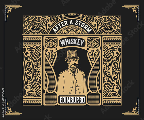 Vintage label for whiskey packing