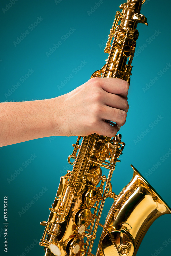Fototapeta premium Saxophone - Golden alto saxophone classical instrument