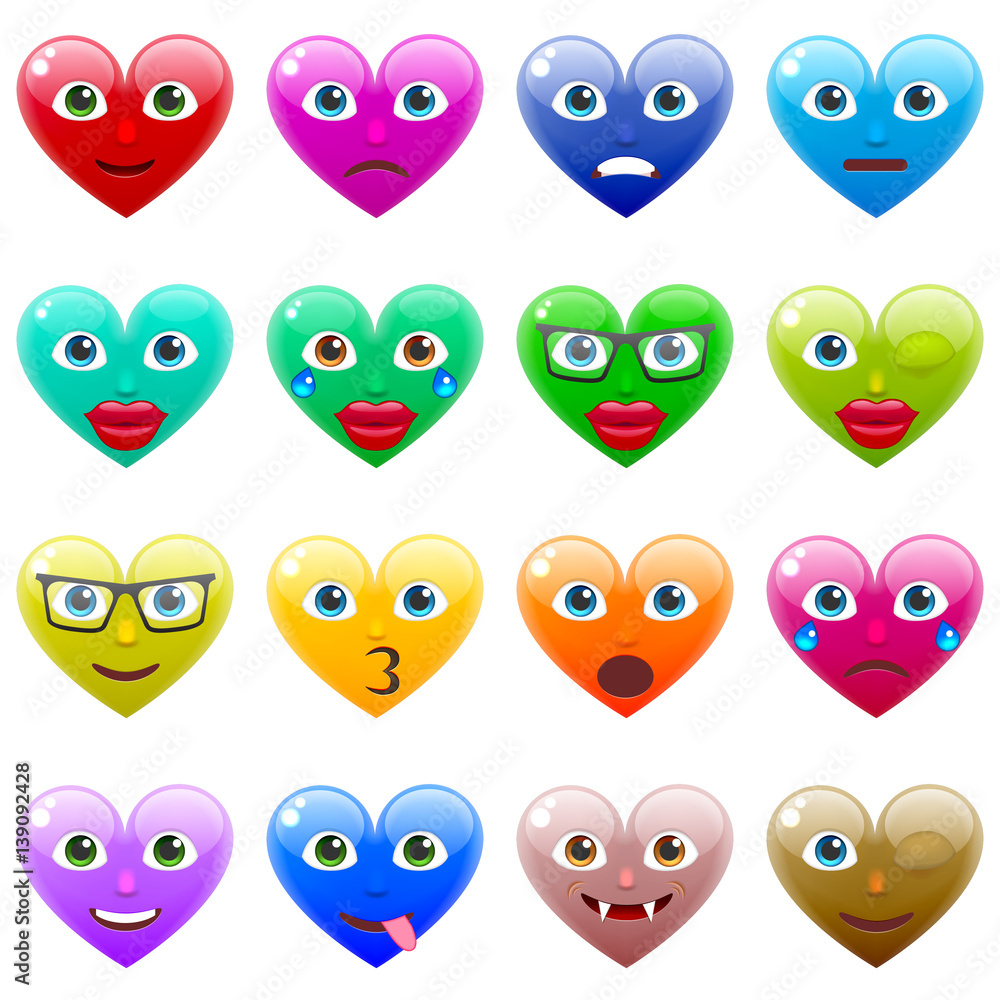 Set of Sexy Colorful Heart Smile Emoticons Set of Sexy Colorful Heart Smile Emoticons