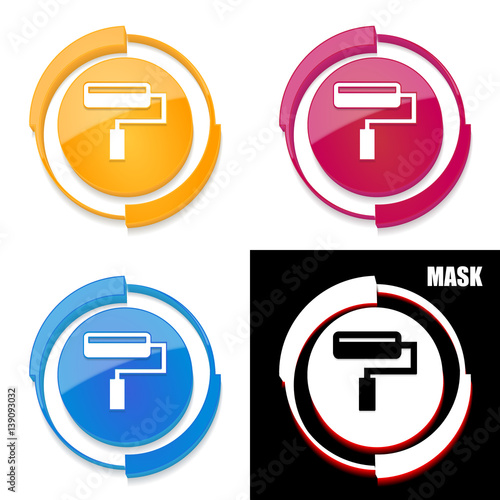  okrągła ikona 3D z blaskiem zestaw 