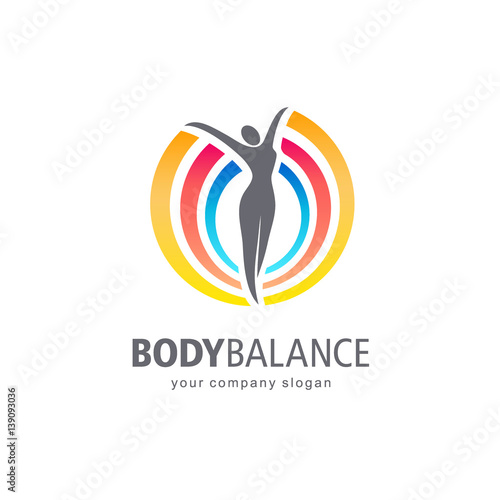 Fitness and wellness vector logo design. Body balance