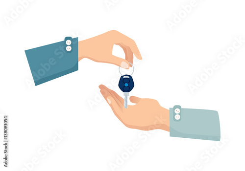 One Hand Giving Key to Another. Process of Buying