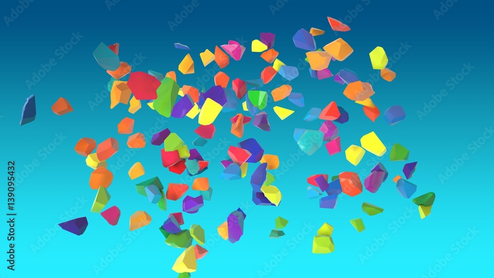 Colored 3d composition with colored figures