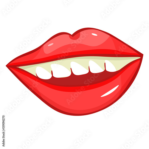 Disco sexy female lips with teeth.  illustration