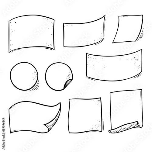 Vector notepapers, notebook, copybook sheets. Doodle vector illustration. Hand drawn vintage, modern set.