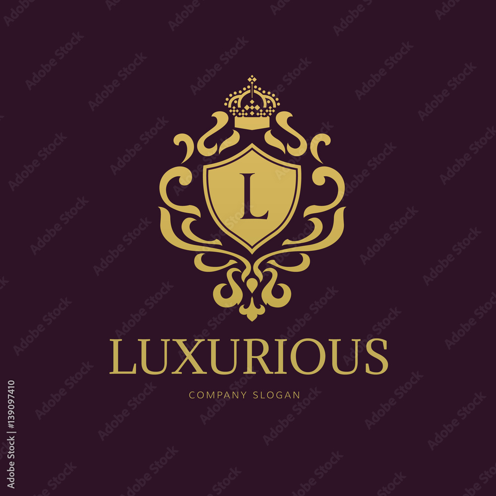 Obraz premium Luxury Boutique logo, Calligraphic Emblem element, vector illustration 