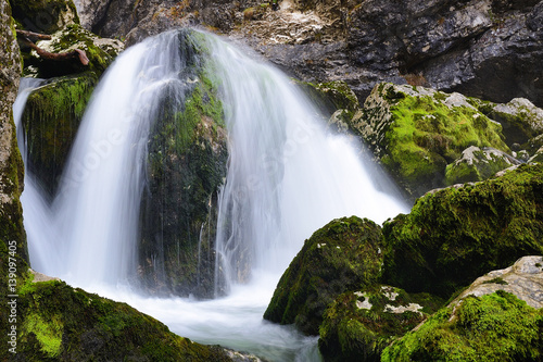 Waterfall on Savica wild river / Bohinj / Slovenia