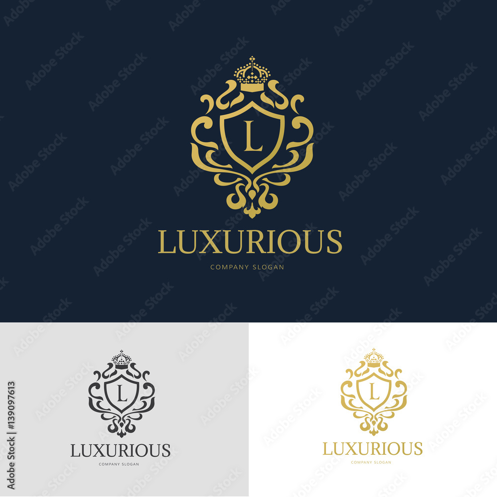 Luxury Boutique logo, Calligraphic Emblem element, vector illustration 