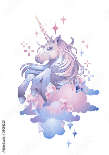 Fototapeta Naklejka Na Ścianę i Meble -  Cute graphic unicorn