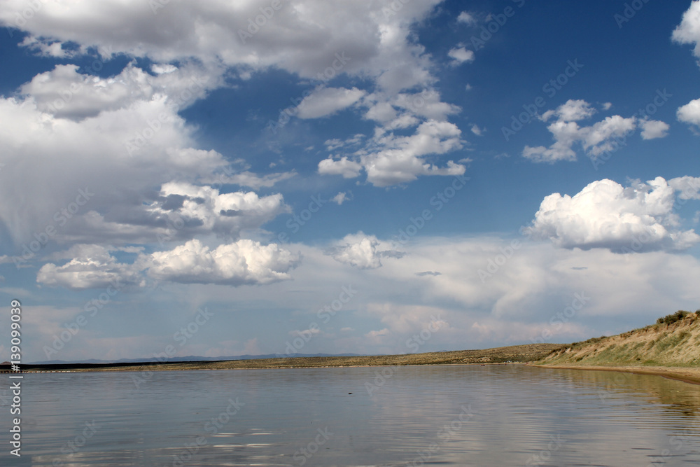 the sky reflected in the water, deserted beach lake, summer sky, nature, blue cloud, the sky reflected in the water, deserted beach lake, summer sky, nature, blue cloud,