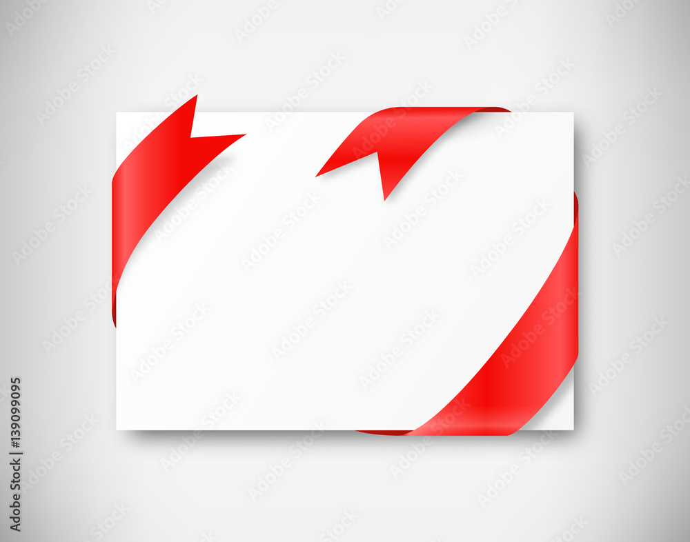 Celebration Paper Greet Card with Red Festive Ribbon on Grayscal