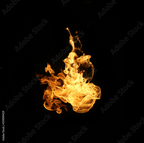 Fire flame collection isolated on black background