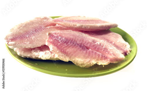 frozen fish is a large plate