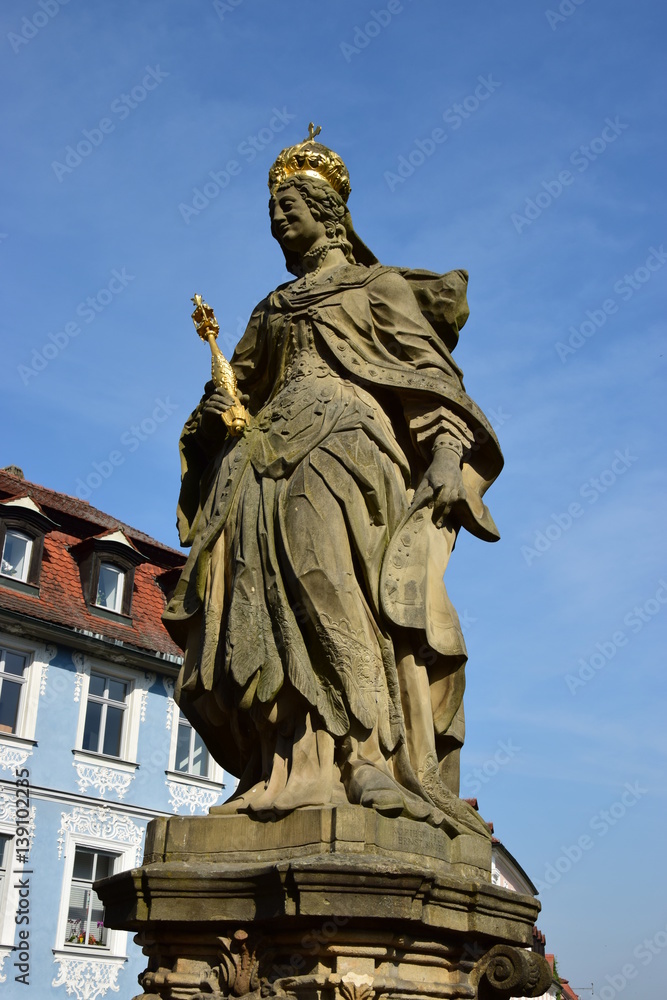 Bamberg, Germany - baroque statue of Holy KUNIGUNDE in the historical town of Bamberg, Bavaria, region Upper Franconia, Germany