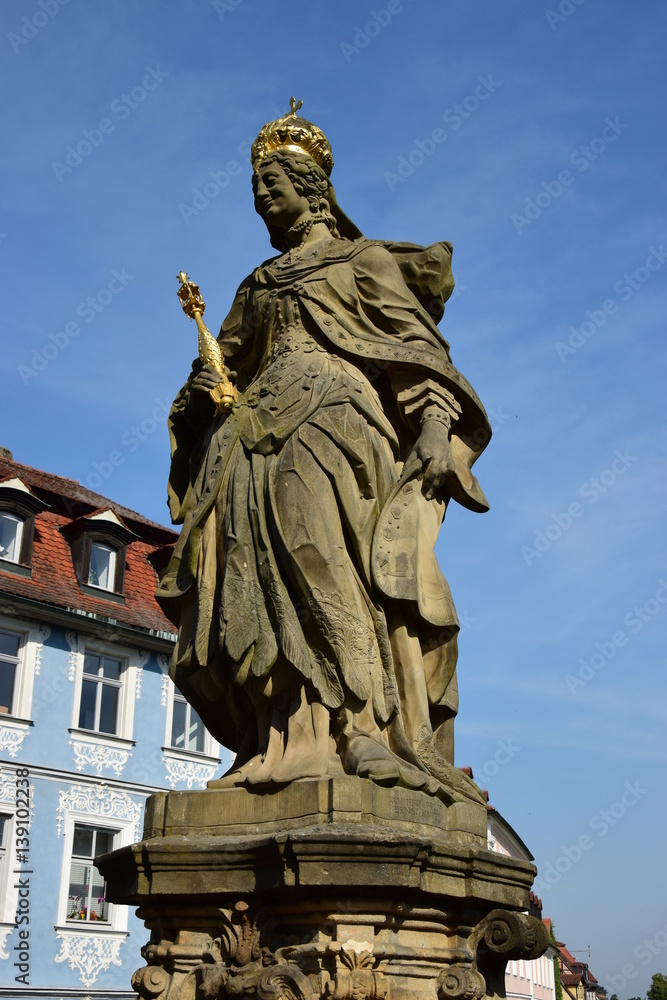 Bamberg, Germany - baroque statue of Holy KUNIGUNDE in the historical town of Bamberg, Bavaria, region Upper Franconia, Germany