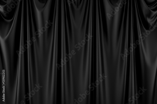 Black modern curtain fabric background geometry abstract background 3D Rendering.