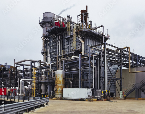 Machinery in an industrial processing plant.