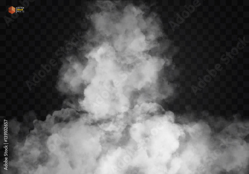 White vector cloudiness, mist or smog background. Fog or smoke with glow light isolated transparent background. Magic template. Vector illustration
