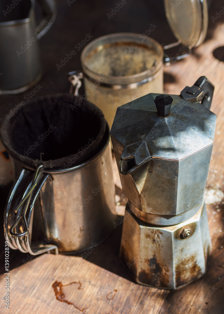 Authentic Moka pot coffeemaker with stainer Authentic Moka pot coffeemaker with stainer